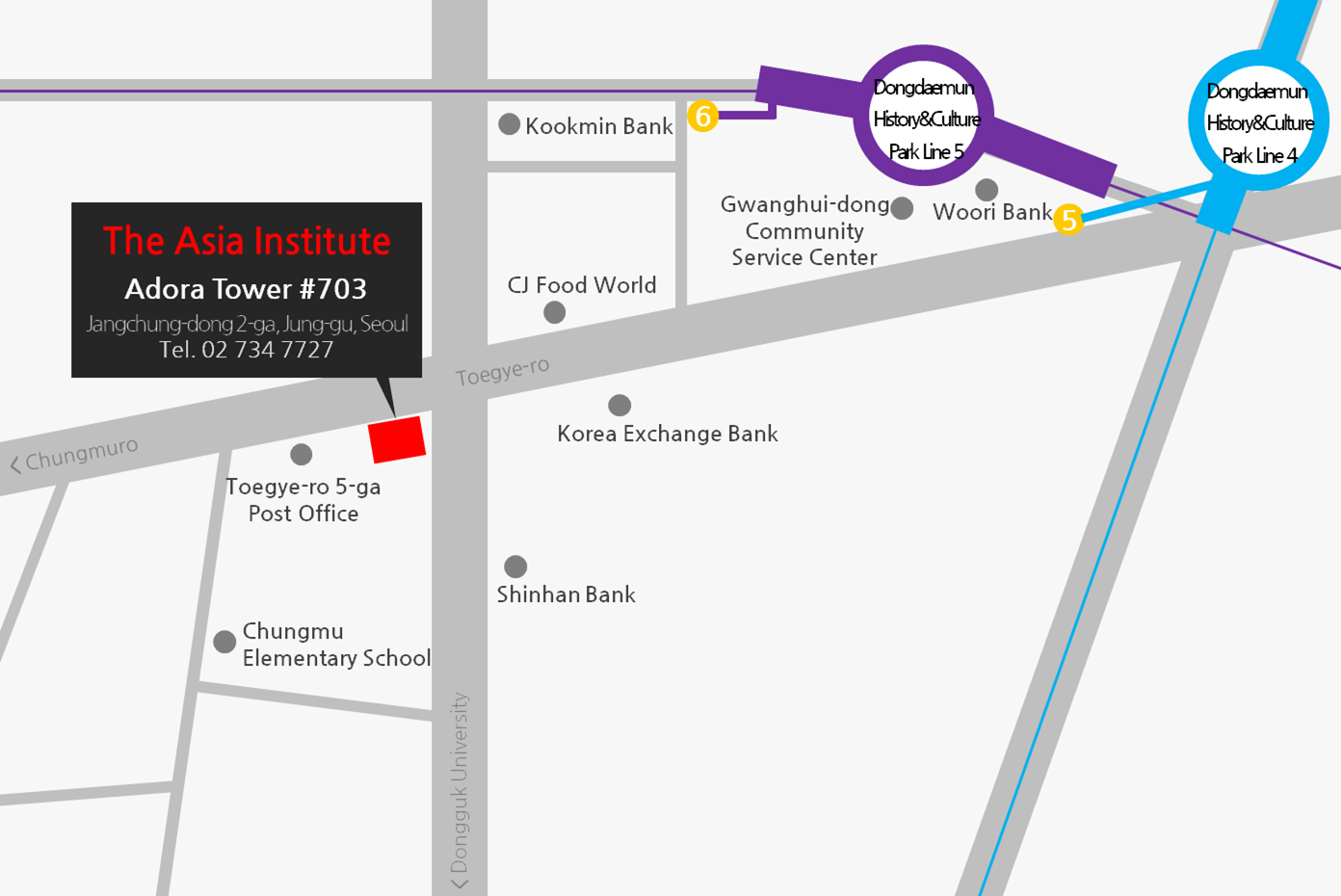 Asia Institute map with #